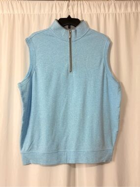 Carnoustie Men's Light Blue Golf Vest Soft Fabric 1/4 Zip Sz Large